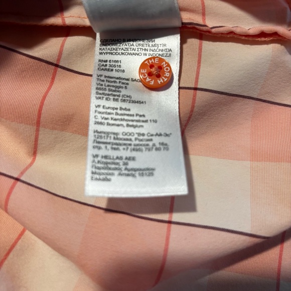 The North Face Long Sleeve Sunblocker Button Shirt Coral Plaid Pockets Women’s S - Picture 11 of 13